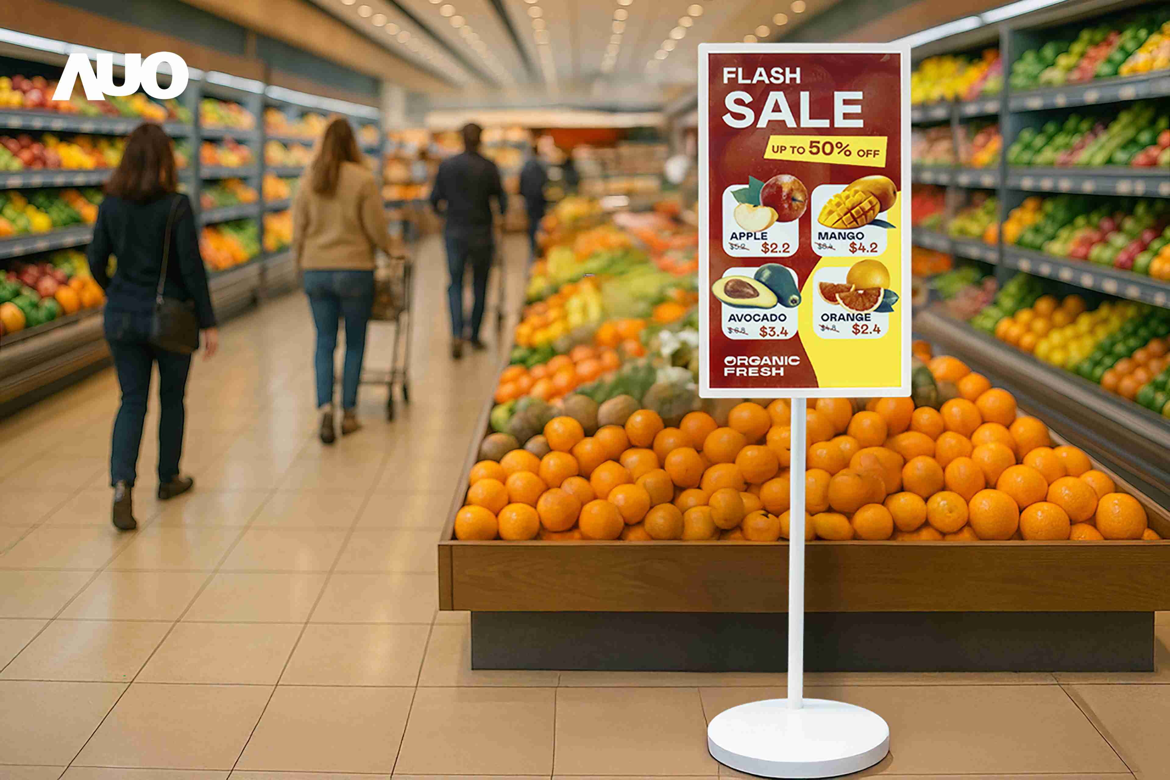 达擎首亮相低功耗、、全彩的〝aecoPost电子纸解决方案〞，，仅在更新画面时需要微量的电力驱动，，，无需布建电线的便捷设计，，，使其可灵活应用、、随意置放，，并可透过云端或行动装置app，，，轻松管理及排程广告内容，，晋升店头营销利器。。